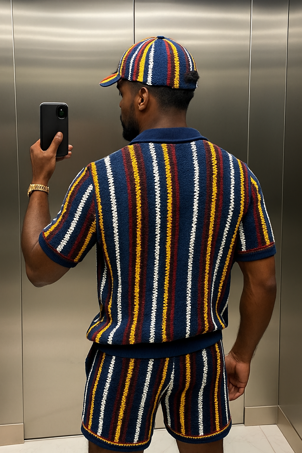 Premium Trendy Knitted Wool Shirt with Wave Pattern & Collar set 2pcs