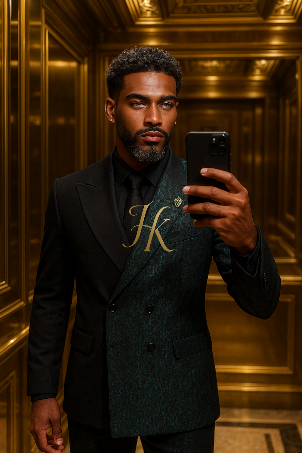 Elegant Jacquard Men’s Suit – 2 Piece Double-Breasted Slim Fit Tuxedo for Wedding & Formal Events