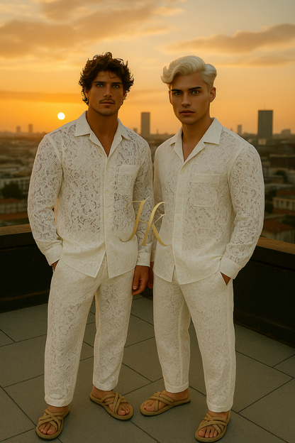 Conjunto de vestido de seda de lujo para hombre rojo