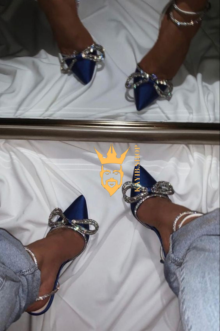 Sparkle and Shine with Glitter Rhinestones Women Pumps - Shop Now for Stunning Crystal Bowknot Heels! - kayibstrore