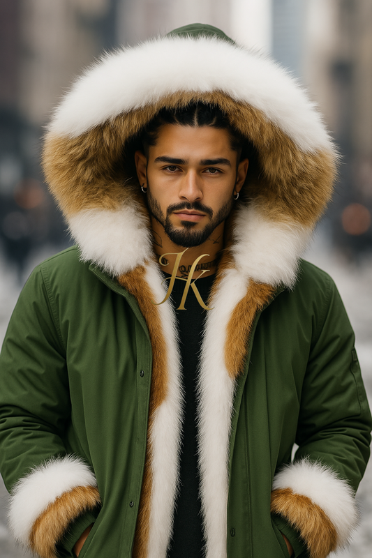 Men's Luxury handmade fox fur Coats Parka - Versatile Winter Protection for the Modern Man