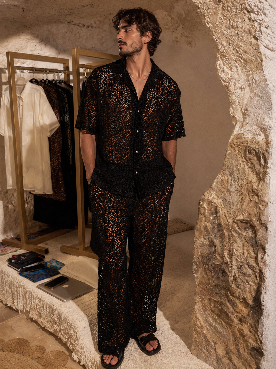 Lace Set – Mesh Embroidered Shirt & Pant Ensemble - kayibstrore