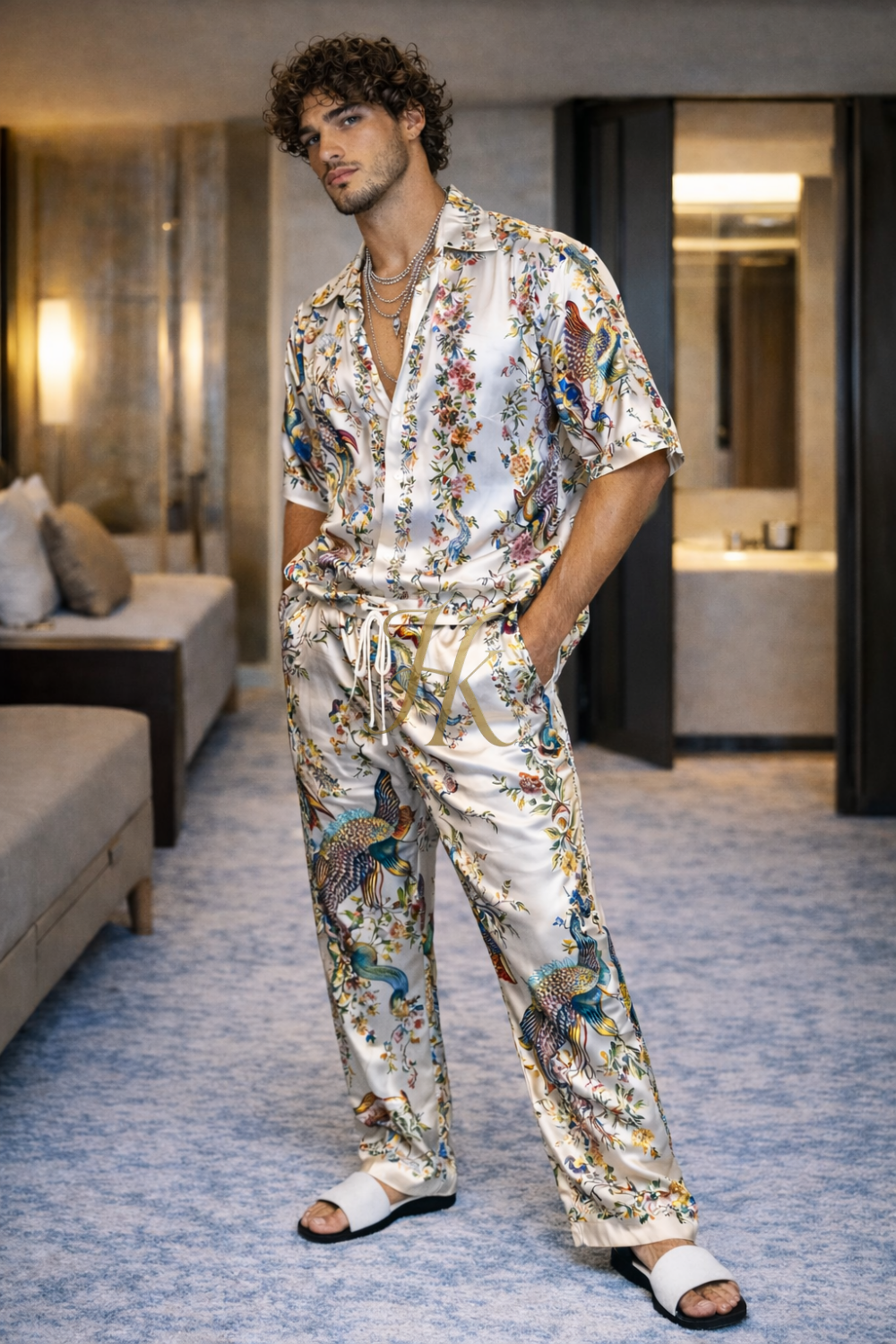 Luxury Satin Silk Shirt & Wide-Leg Pants – Limited Edition