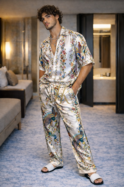 Luxury Satin Silk Shirt & Wide-Leg Pants – Limited Edition