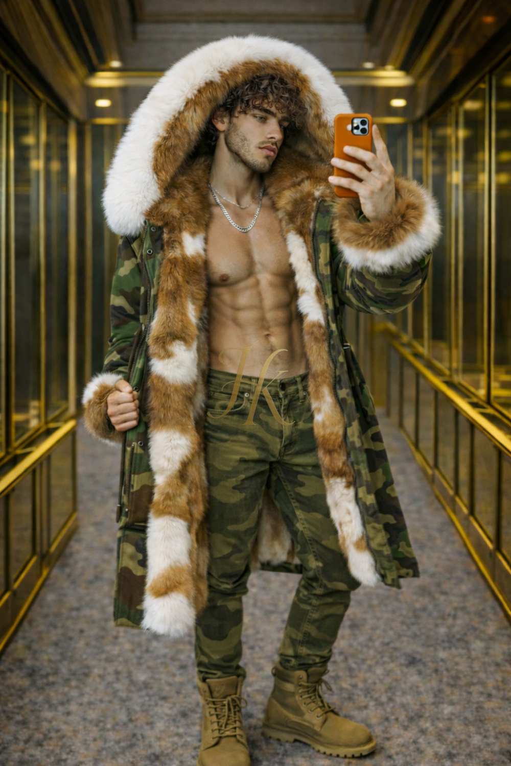 Men’s Luxury Fur Hood Parka – Waterproof Long Coat with Genuine Fox Fur Lining