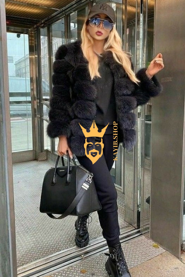 Winter Luxury Raccoon Fur Short Coat - Stay Stylish and Warm with Oversized Sleeves - 100% Real Fur Luxury - kayibstrore