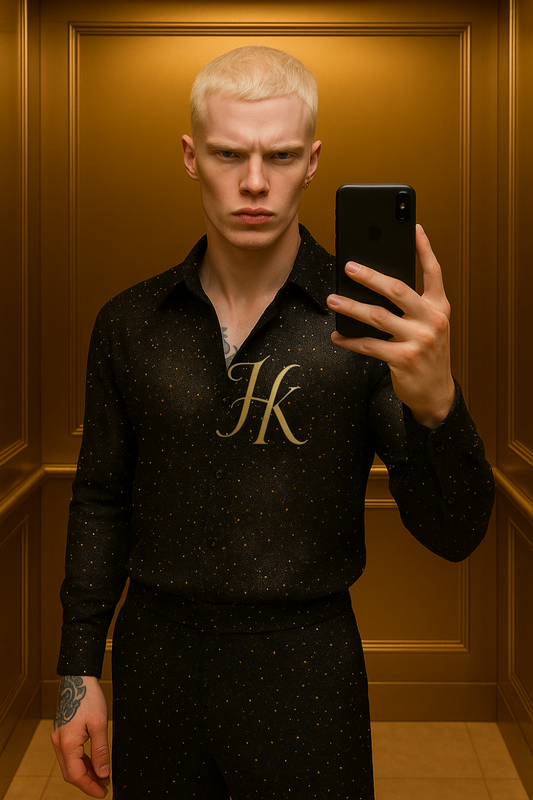 Men’s Premium Lace Set – French Tulle with Sequins & Beaded Embroidery Shirt and Pants