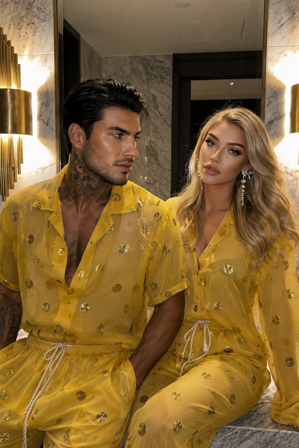 Premium Golden Mirage Embroidered Resort Set