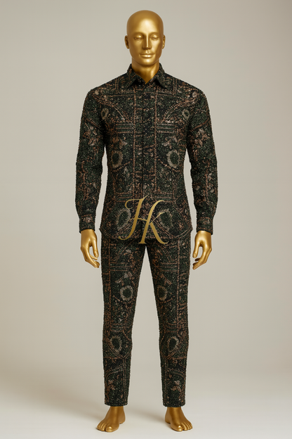 Conjunto de vestido de seda de lujo para hombre rojo