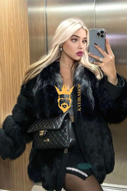 Winter Luxury Raccoon Fur Short Coat - Stay Stylish and Warm with Oversized Sleeves - 100% Real Fur Luxury - kayibstrore