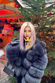 Winter Luxury Raccoon Fur Short Coat - Stay Stylish and Warm with Oversized Sleeves - 100% Real Fur Luxury - kayibstrore