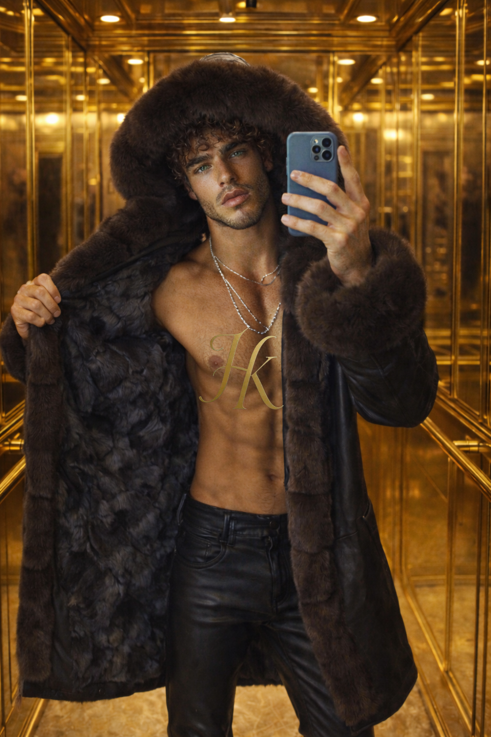 MEN’S LUXURY FOX FUR HOODED PARKA – WATERPROOF LONG COAT