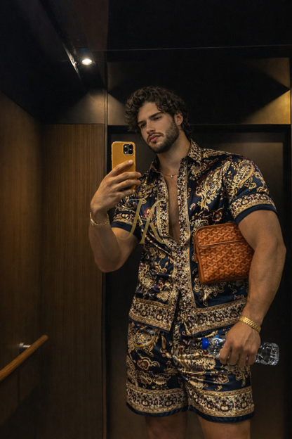 Men’s Luxury Silk Short Set – Effortless Summer Elegance - kayibstrore