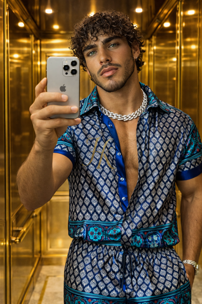 Men’s Silk Satin Set | Exclusive Shirt & Shorts Edition