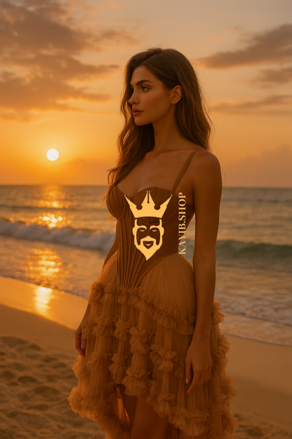 Women’s 2-Piece Dress Set – Irregular Crop Top & Maxi Ball Gown Skirt