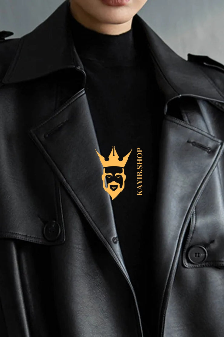 Autumn Elegance: Extra Long Oversized Black Faux Leather Trench Coat for Women - Trendsetting Fashion with Double-Breasted Style, Long Sleeves, and Cinch Belt - kayibstrore
