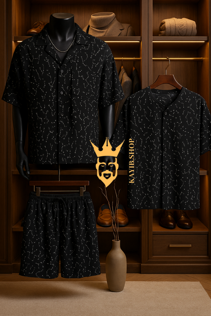 Men’s Ice Silk Shirt & Shorts Set – Trendy Loose Two-Piece Summer Outfit