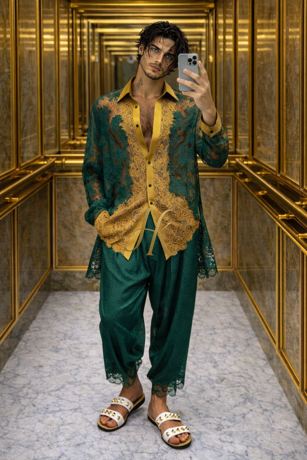 Men’s lace and cotton outfit set