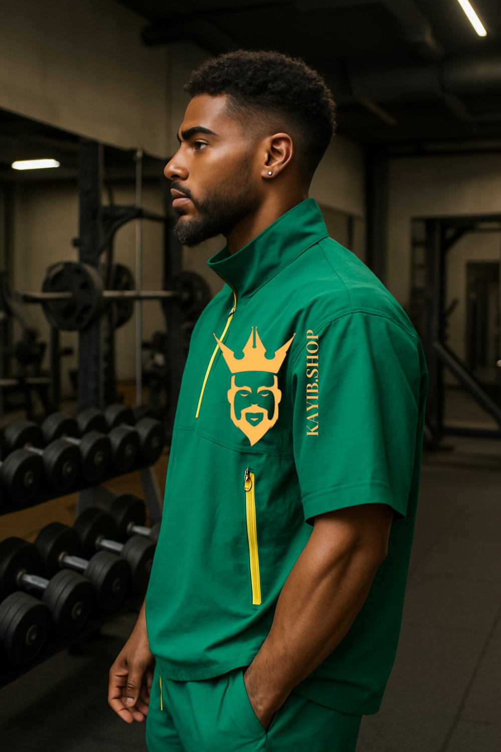 Men’s Casual Summer Tracksuit – 2PCS Short Sleeve Top & Shorts Set Green