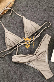Swim Basics Bikini Set: One Piece Bikini Set, Underwire Front Halterneck Bra With Adjustable Drawstring And Side Tie Bikini Bottom, 2 Piece Swimsuit - kayibstrore