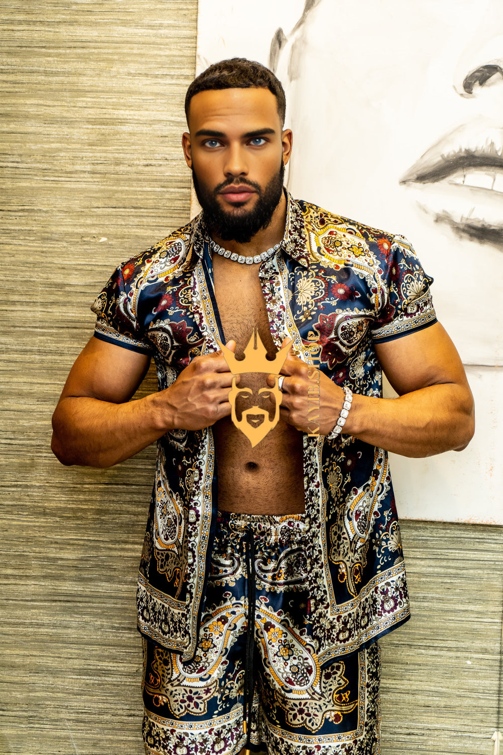 Men’s Luxury Silk Set – 100% Pure Mulberry Silk Shirt & Shorts | Limited Edition Outfit - kayibstrore