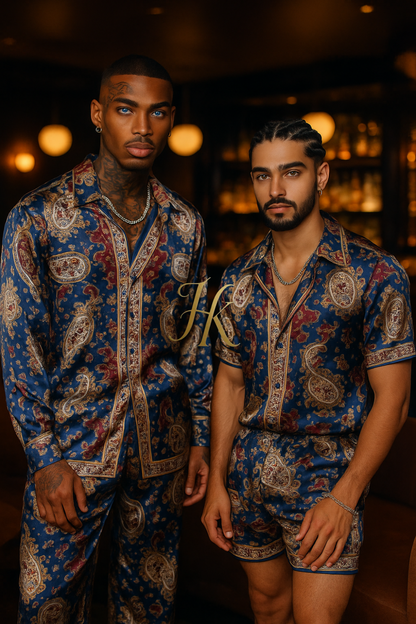 Conjunto de vestido de seda de lujo para hombre rojo