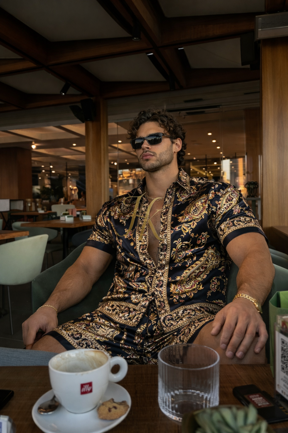 Pure Silk Summer Set for Men – Shirt & Shorts Ensemble - kayibstrore