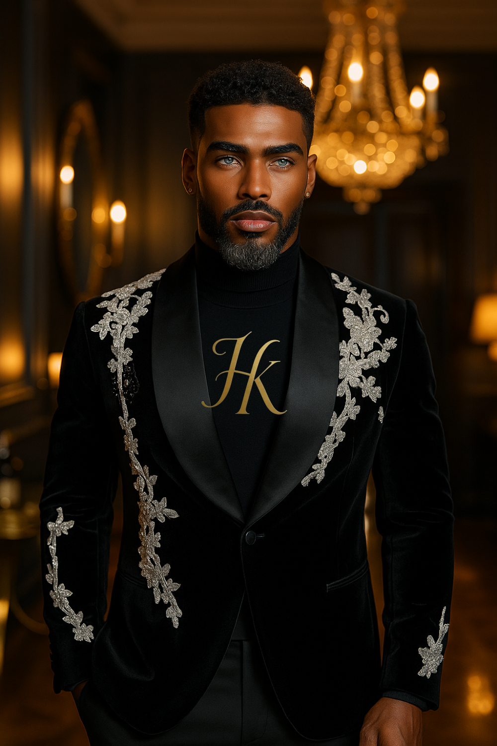 Handmade Custom velvet blazer Men's Suit 2 pieces with Sheer Velvet Lapel - Elevate Formal Style | KAYIB