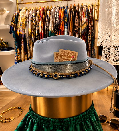 Luxury Light Blue Western Hat – Premium Boho Fedora