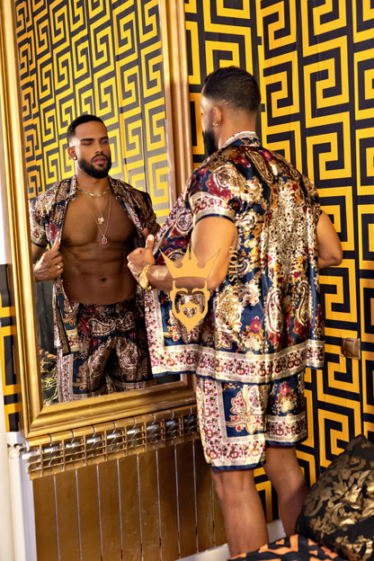 Men’s Luxury Silk Set – 100% Pure Mulberry Silk Shirt & Shorts | Limited Edition Outfit - kayibstrore