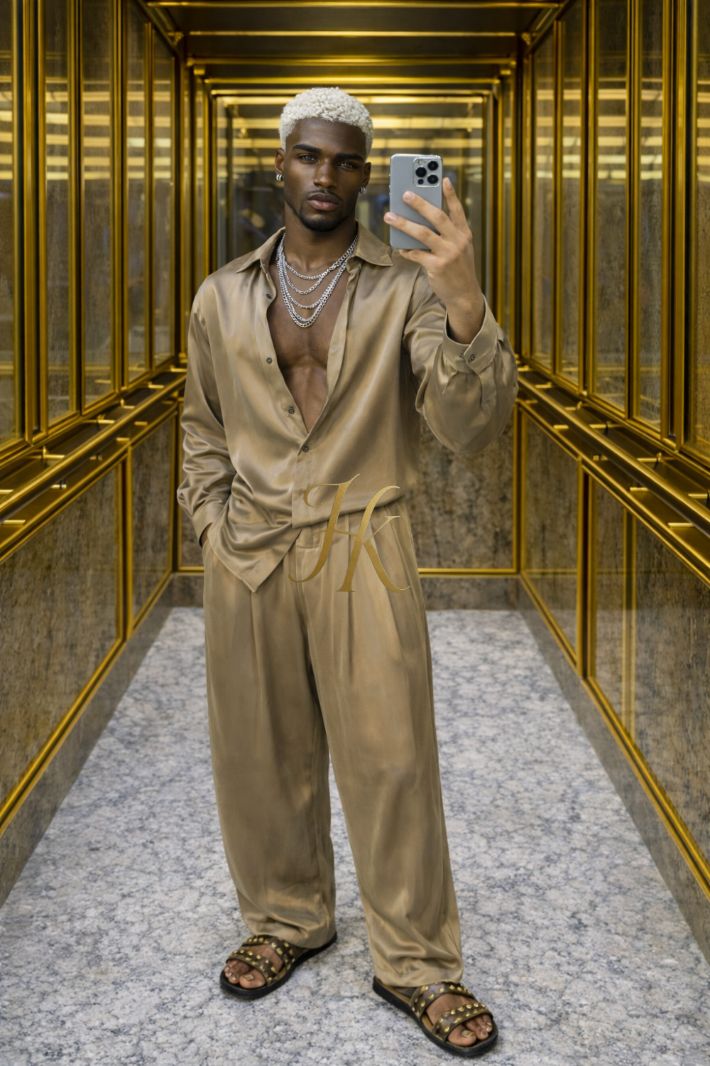 Men’s Premium Luxury Silk Set – Long Sleeve Shirt & Matching Pants