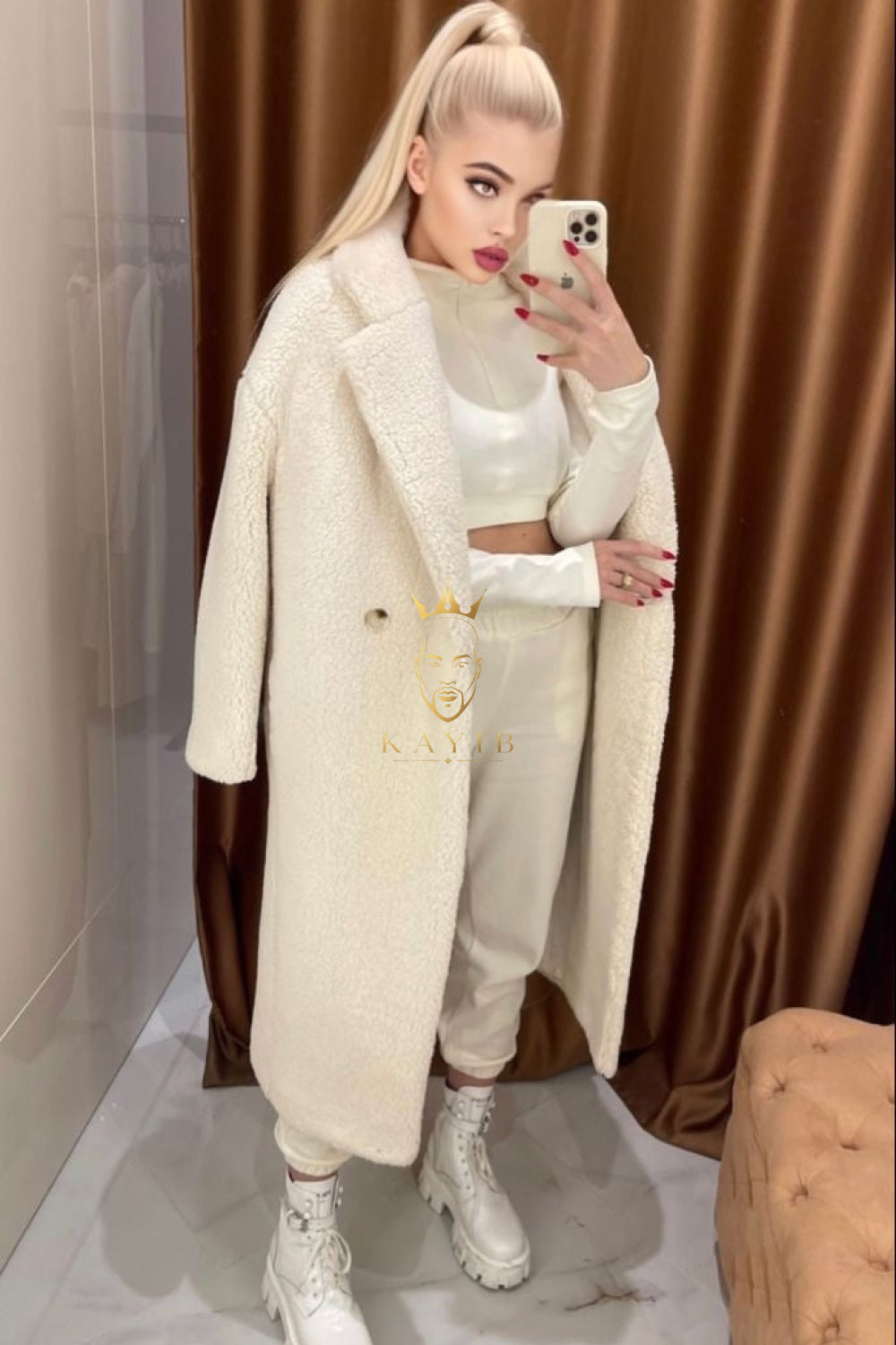 Luxury Teddy genuine wool sheepskin Luxury Coat - Stay Warm and Stylish in this Ethically Produced Fur Coat couple goals - kayibstrore