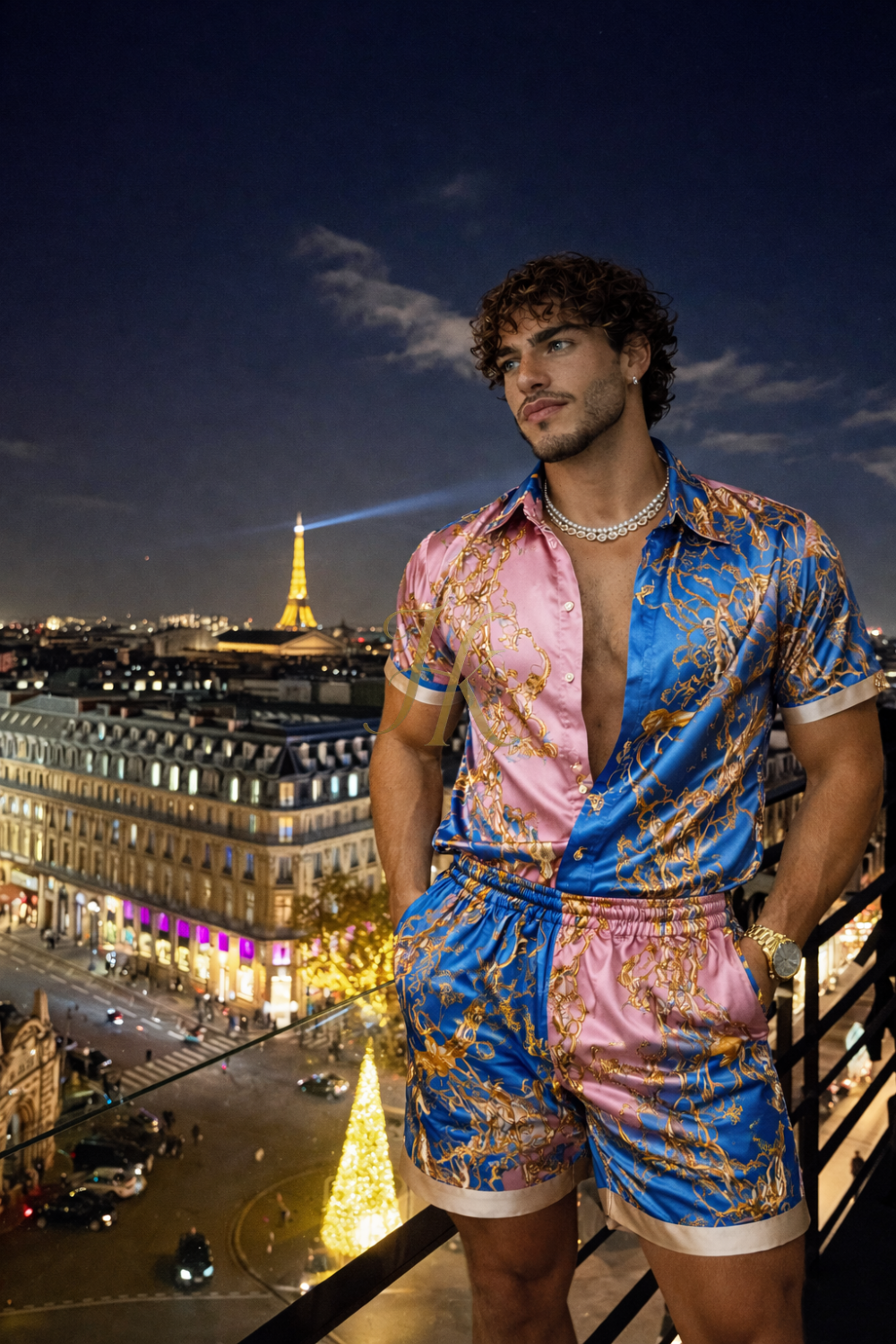 Premium Men’s Silk Resort Set – Refined Shirt & Shorts Outfit - kayibstrore