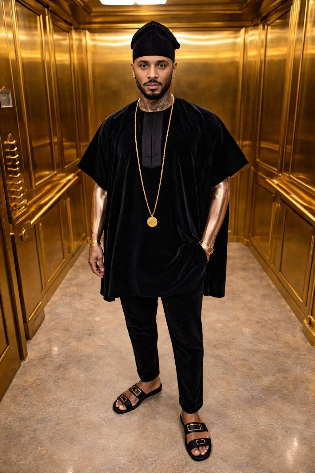 Luxury Men's Velvet Dashiki Set | Kaftan African Shirt & Pants | Regal Dashiki Menswear