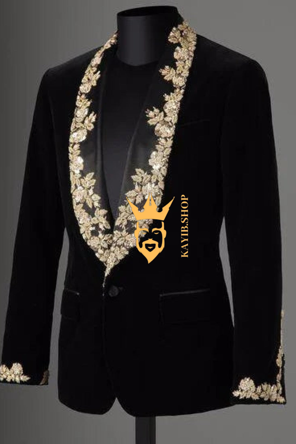 Luxury Handmade Custom velvet blazer Men's Suit with Sheer Velvet Lapel - Elevate Formal Style