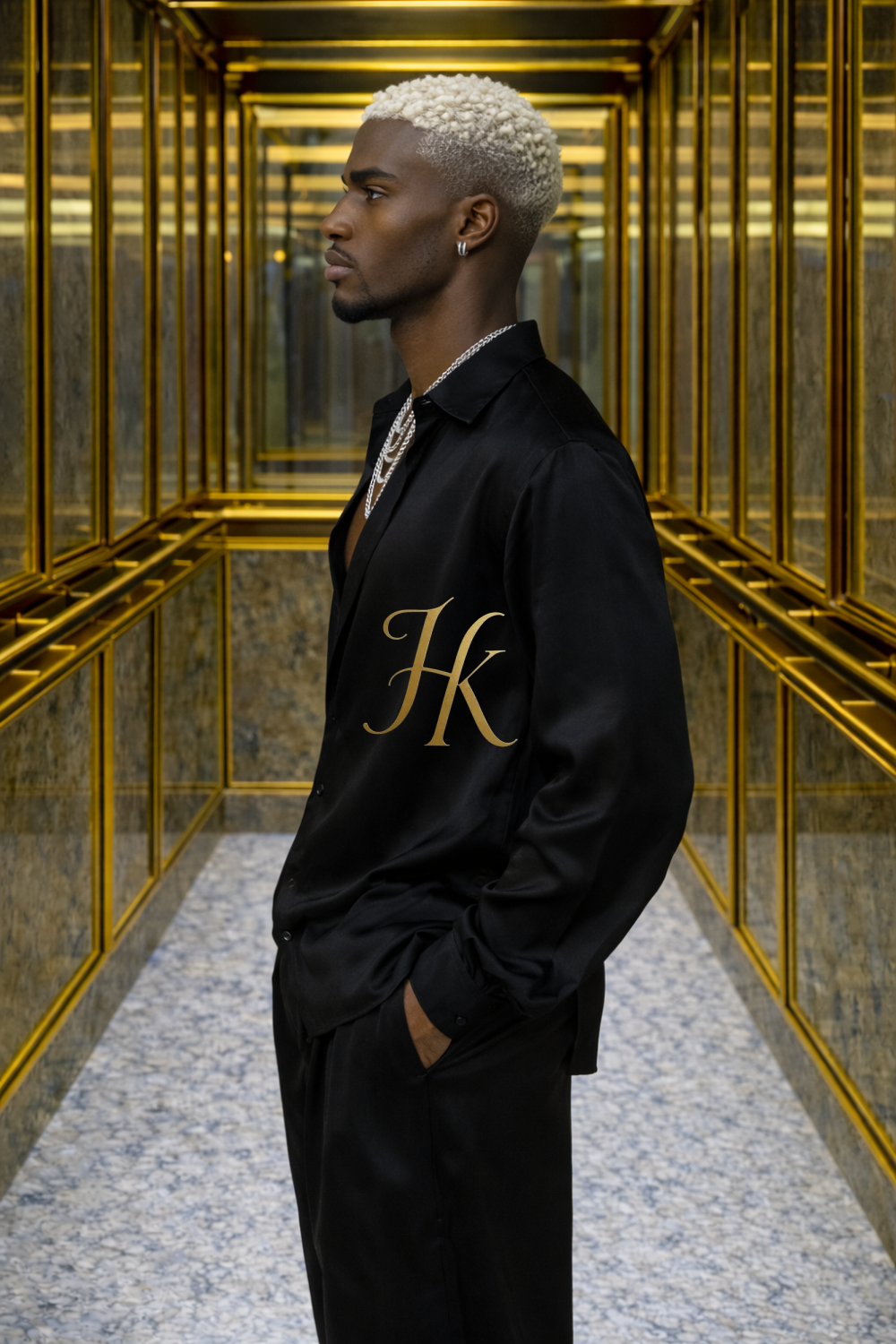 Men’s Luxury Silk Set – Long Sleeve Shirt & Matching Pants