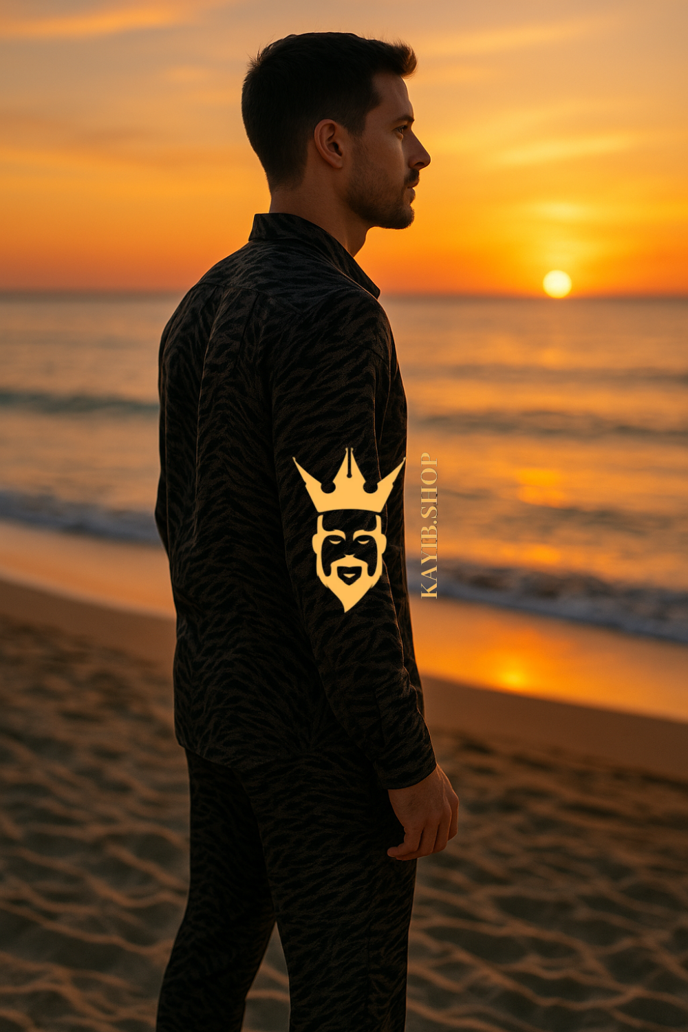 Luxury Black Rubia Cotton Men’s Set – Long Sleeve Shirt & Pants