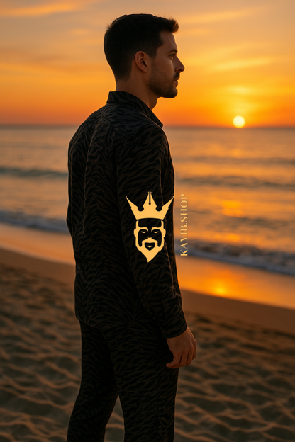 Luxury Black Rubia Cotton Men’s Set – Long Sleeve Shirt & Pants