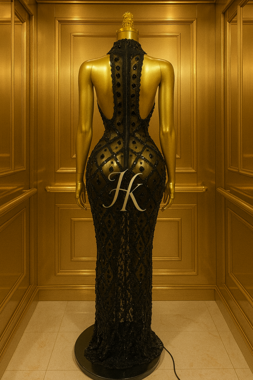 Shiny Diamond Sequins Green Mesh Dress