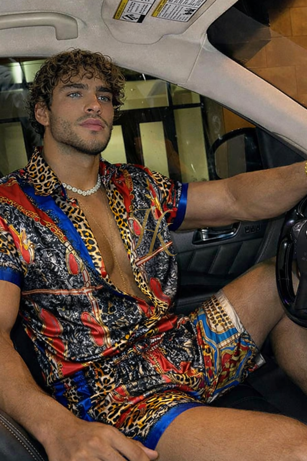 Conjunto de seda de verano para hombre de moda de lujo 2 piezas