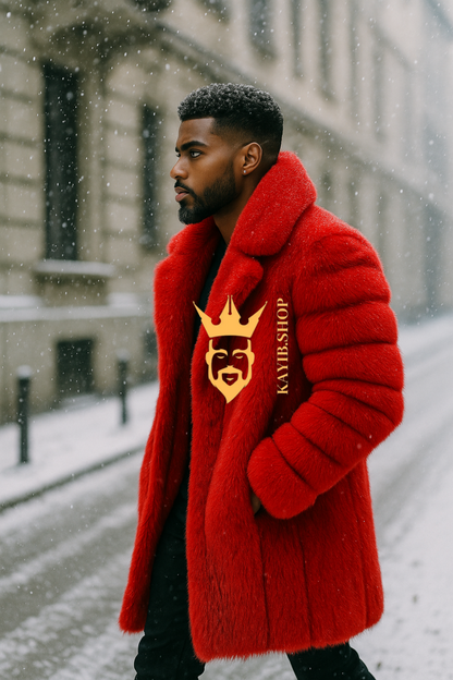 Men’s Natural Long Fox Fur Coat – Genuine Luxury Winter Outwear