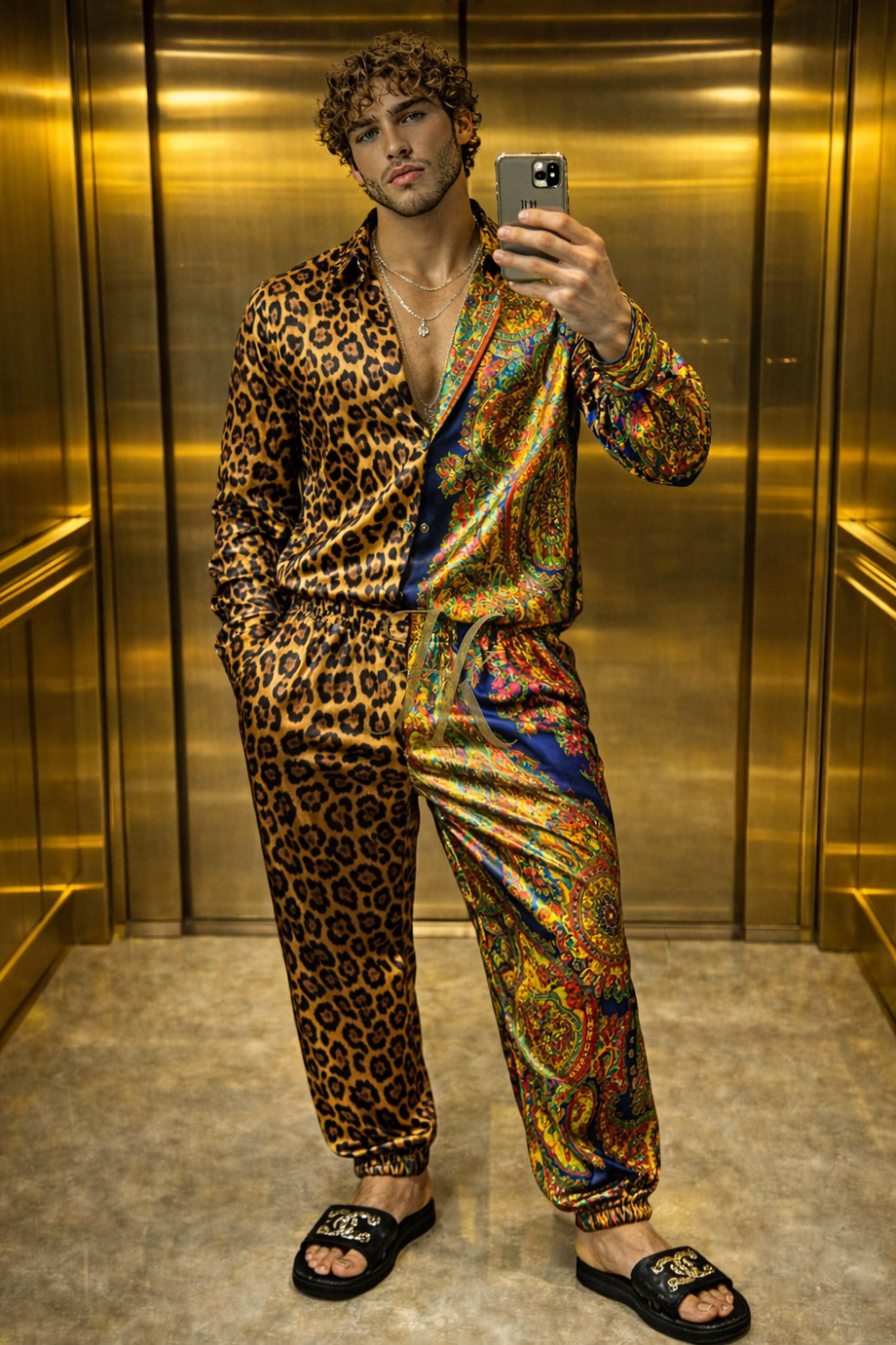 Men’s Premium Satin Silk Ensemble – Wide-Leg Pants & Shirt (Exclusive Edition) - kayibstrore