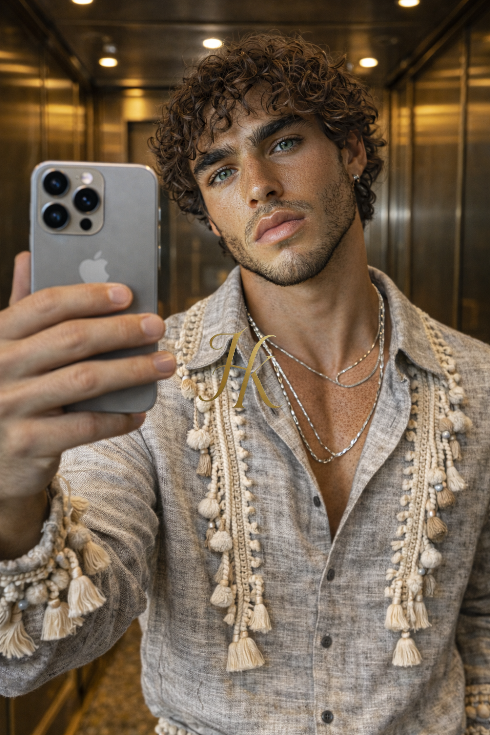 Boho handmade men’s linen outfit set