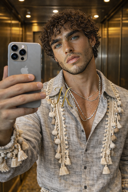 Boho handmade men’s linen outfit set