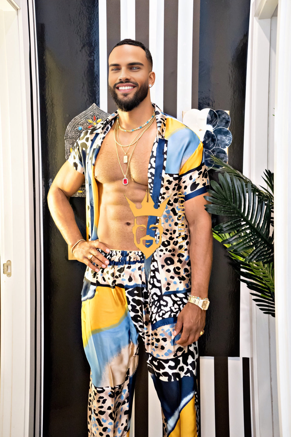 Summer Ready: Men's luxury Silk Shirt and Pant Set