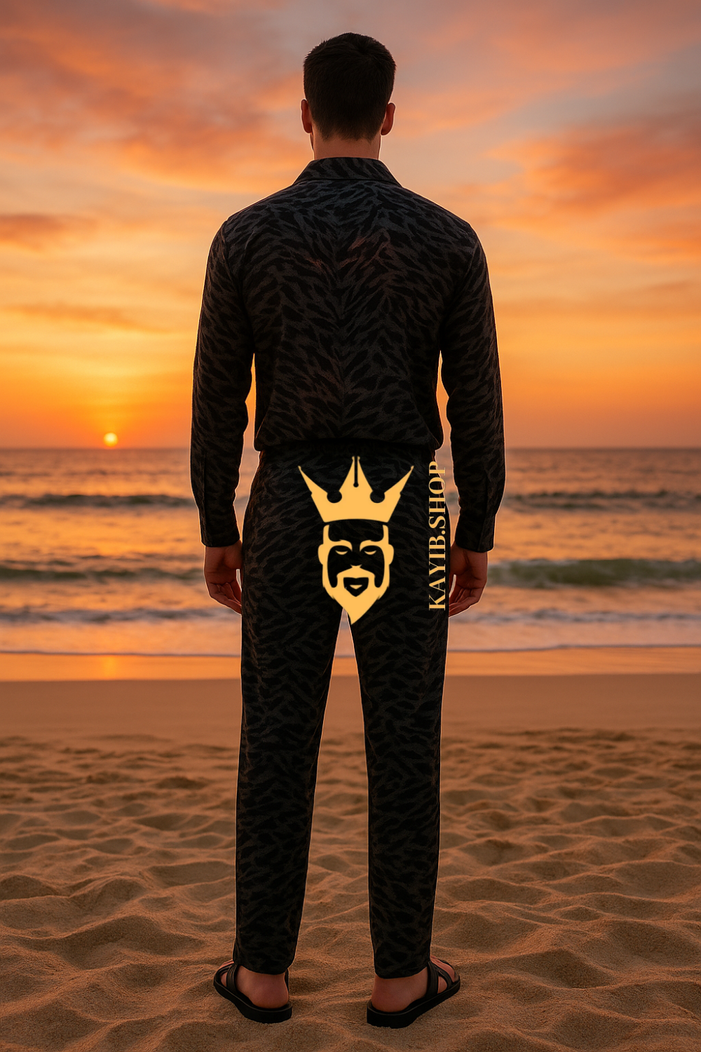 Luxury Black Rubia Cotton Men’s Set – Long Sleeve Shirt & Pants