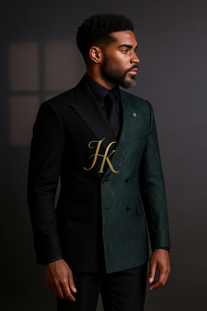 Elegant Jacquard Men’s Suit – 2 Piece Double-Breasted Slim Fit Tuxedo for Wedding & Formal Events