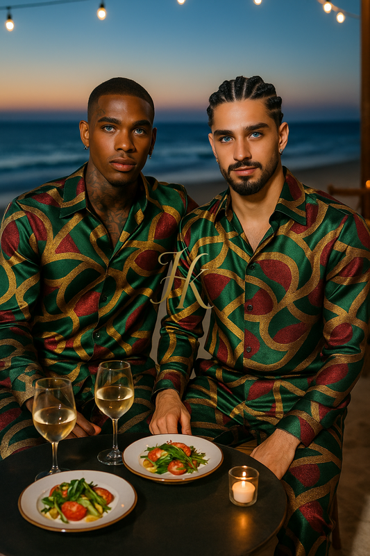 Men’s Luxury Jacquard Lace Set – High-Quality Tulle & Organza Embroidered Guipure Shirt and Pants