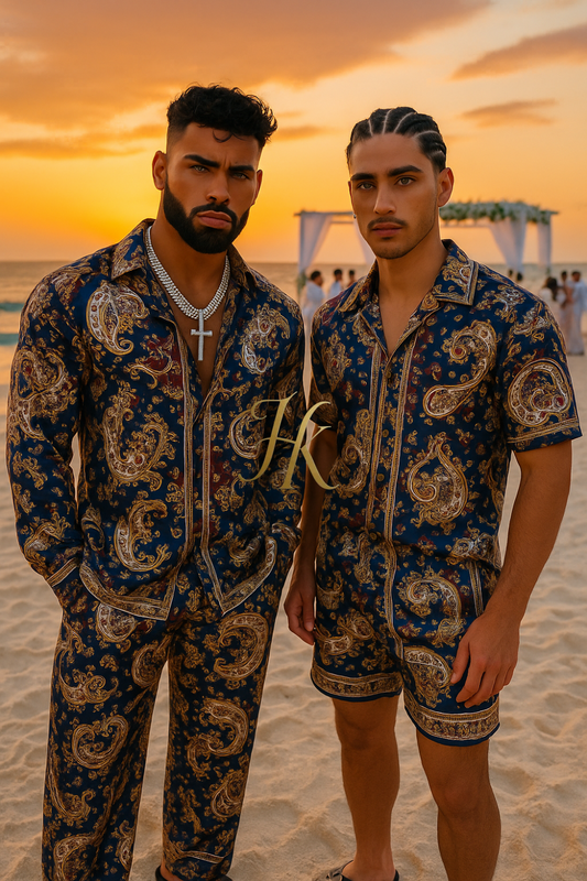 Conjunto de vestido de seda de lujo para hombre rojo