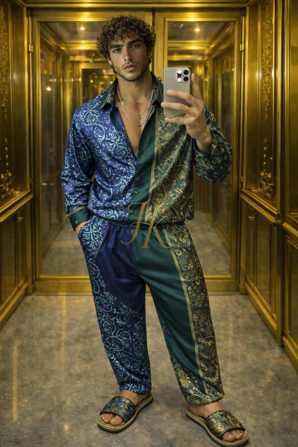 Sovereign Silk Set – Men’s Luxury Printed Shirt & Pants - kayibstrore